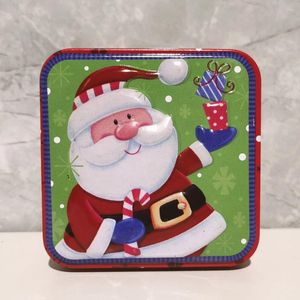 Take Out Containers 5PCS Christmas Themed Square Iron Candy Gift Tin Portable Biscuits Box Ornament For Home Decor