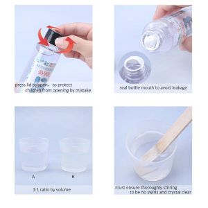 1: 1 klares Epoxidharzkristall -Clear Art Resin Epoxy 2 Teil Epoxy Gussharz -Kit mit Messbechern, Stock, Silikonhandschuhe