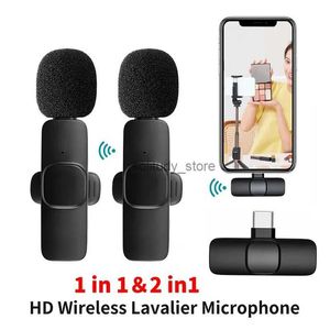 Microfoni 2 in 1 Wireless Lavalier Microfono cancellazione del rumore per la registrazione audio e video Mini IOS Android Live Game Microfoneq