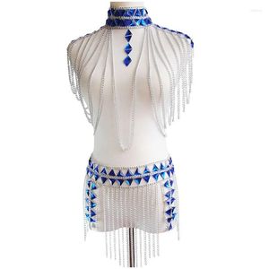 Kjolar Tassel Chain Tops Bra Shoder Halsband Bikini Wear Mini Dress Nightclub Party Festival Burning Belly Midjebälte Drop Delivery AP DHCB7