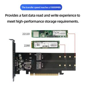 بطاقات M.2 NVME Card Card PCIe X16 4 Port to M2 NVME M KEY HDD SSD إضافة وحدة تحكم محول مع DESTRINCHING لأجهزة الكمبيوتر المحمولة كمبيوتر سطح المكتب