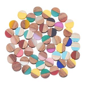 5pcs 10mm Planar Vintage Resin Wooden round Cabochons Square Geometric Rhombus Blanks Flat for Earring Bracelet Jewelry Making