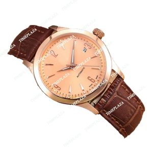 Novo controle mestre controle branco dial automático assistir estojo prateado date date de couro strap safira vidro de alta qualidade gents relógios