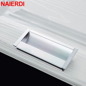 Naierdi Hidden Door Handtag Silver skåp drar handtag sovrumsdörrskåp handtag aluminiumlådor knoppar möbler hårdvara