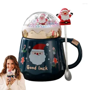 Tassen Weihnachtsbecher mit Deckel bunte Trinken von 500 ml Keramik großer Kapazität Tee für Geschenk lustig