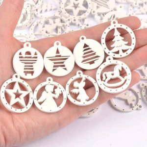 10/50pcs Holzhandwerk weiße Engel/Sterne/Holzpferd DIY Scrapbooking für hölzernen Ornament Home Weihnachtsdekorationen M2265