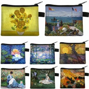 Bolsa fofa bolsa de moedas vintage famosa pintura a óleo famosa carteira pequena embreagem criativa bolsa feminina mini bolsas carteira Inteligente 12eu#