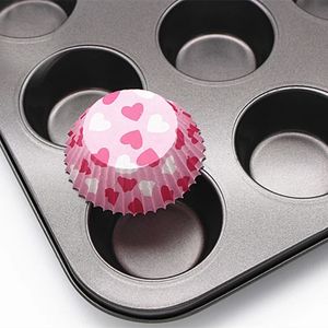 2024 12 Tassen DIY Cupcake Backschale Werkzeuge Nicht-Stahlform Schimmelpilz Tart Backschale Schale Muffin Kuchenform Runde Kekspfanne 12 Tassen