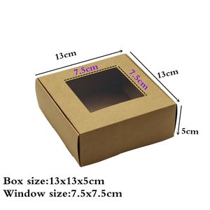 13x13x5cm handgefertigte Seifenkiste Kraftpapier braune Karton weiße Handwerk Papier Geschenkbox Schwarze Verpackung Schmuckschachtel