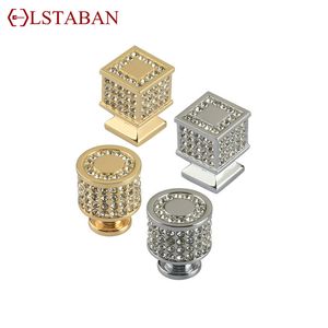 Lstaban Modern Crystal Cabinet Drawer Handle Modern Minimalist Light Luxury Garderob Door Knobs Gold Diamond Single Hole Handle