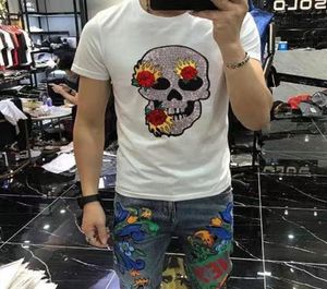 2021 MENS T SHIRTS Fashion Short Sleeve Skull Embroidery Design Summer Tops Tees O Neck Slim Fit Man Tshirts8373923