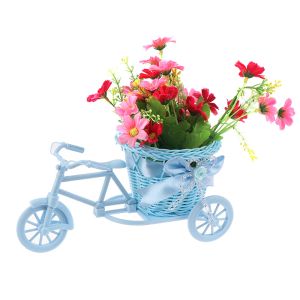 New Plastic White Tricycle Bike Design Flower Basket Container For Flower Plant Home Weddding Decoration