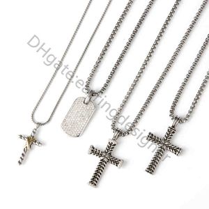 Necklaces Diamond Chevron Pendant Pave Woman Cross Full Men Necklace Zircon Jewelry Dog Tag Necklace Sunflower Peace Medal Bronze