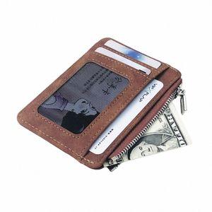 Nova carteira de couro simples de mini homens com bolso de moeda pequeno titular de cartão de crédito Slim Man's Burse for Bank Cards Card Case 20je#