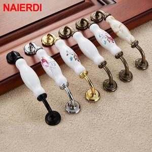 Naierdi Vintage Bronze Ceramic Cabinet Handles Zince сплавные ручки шкаф ручки дверной ручки мебели