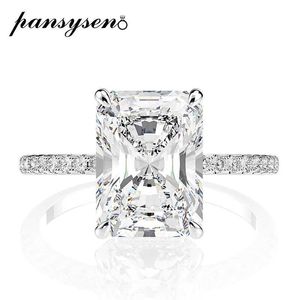 Band Rings PANSYSEN 925 Sterling Silver Jadeite Cut High Carbon Diamond Gemstone Wedding Ring Womens Luxury Proposal Engagement Ring J240410