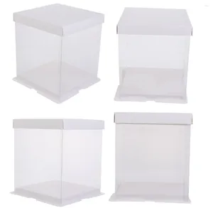 Установите контейнеры 4 PCS Подарочная коробка упаковки Clear Container Lid Bakery Food Grade White Card
