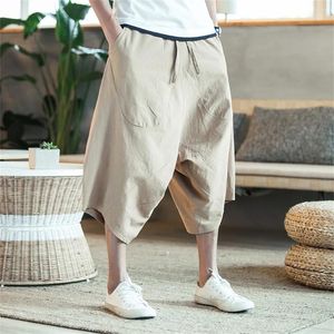 Mäns shorts sommar casual mode herem byxor bomull linne joggare manlig vintage kinesisk stil tröjor