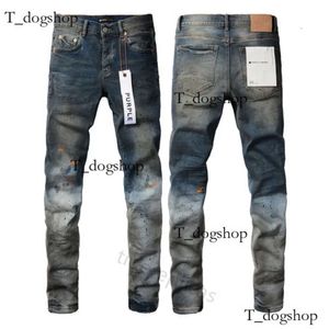 Designer roxo para masculino de jeans Pant Ripped Ripped High Street Moda de moda Pantalones Vaqueros Hombre Bordado de motocicleta Fechar o encaixe 982