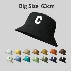 63 cm Big Size XL Bucket Hats For Men Women Bob Fisherman Hat Letter Sunshade Large Wholesale240410