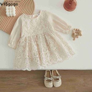 Vestidos de menina VISGOGO MENINAS MENINAS TUTU VESTIDO DO ROMPER LONGO DE MANAGEM LONGO ROUNTE ROUN