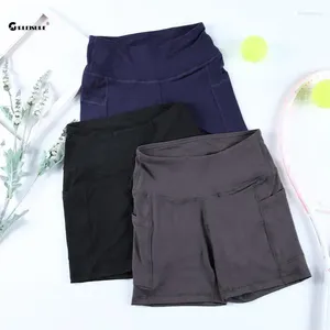 Active Shorts CHRLEISURE High Waisted Biker For Women Yoga With Double Pockets Tummy Control Fitness Three-Quarter Tight