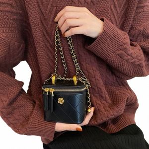 Ellovado Rhombus Pattern Mini Box Bag for Women Luxury Designer 2024 New Shourdell Chain Bags Ladies Fi CrossbodyハンドバッグF6uc＃
