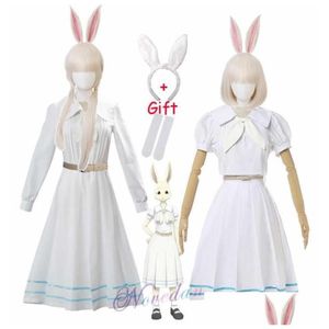 Temadräkt cosplay beastars haru lolita klänning peruk öron kvinnor japansk skol uniform vit kanin halloween droppleveranskläder dhsus