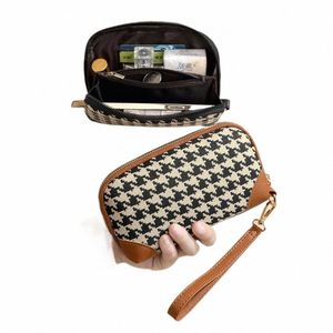 Ny Houndstooth Women's LG Style Canvas Dragkedja Plånboken stor kapacitet Handväska Korean Fi Car Key Bag Card Bag Coin Purse Z1go#