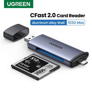 Läsare ugreen kortläsare CFast2.0 USB3.0/typec till CF Memory Card för bärbar dator PC iPad Smartphone DSLR Camera HD Camcorders Metal Shell
