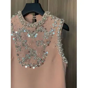 Klänningar Ny Gaoding Gorgeous and Exquisite Goddess Sequin Pärled Diamonds Dress Celebrity Pink ärmlös Tank Top Dress Miu *Mi Premium f