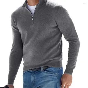 Herrtröjor Spring and Fall Cotton Långärmad V-ringning Slim Pullover dragkedja Bottom Shirt Light Luxury Fashion Polo