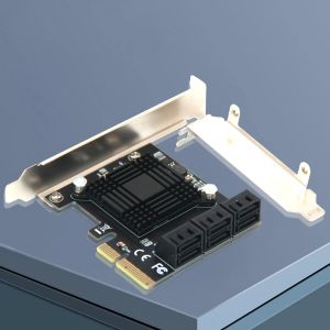 بطاقات 6 منفذ SATA 3 PCI Express Card Card PCIE/PCIE SATA Controller SATA Multiplier SATA3 6GBPS ASMEDIA ASM1166 CHIP لـ HDD SSD