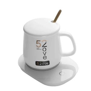 Mugs Wholesale 55 Degrees Thermostat Ceramic Sublimation Tumbler Constant Temperature Coaster Coffee Cup Warmer 240410