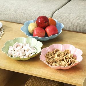 Plates European Style Plastic Dinner Plate Petal-shaped Household Snack Tray Multifunctional Living Room Fruit Kitchen Tableware