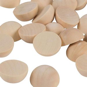 Half Wood Beads Wooden Balls Craft Ball Crafts Unfinished Diy Macrame Round Sphere Natural Bead For Hemisphere Mini Flat Blank