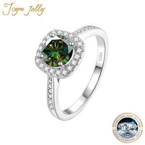 Anéis de banda Joycejelly 1 Moissanite Diamond Ring Colored Classic 925 Sterling Silver Wedding Jewelry Jewelry J240410