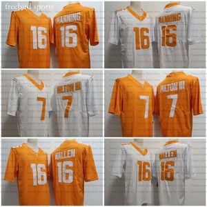 Football 16 Peyton Manning Jersey 7 Joe Milton III Orange White Wallen Mens Ed Maglie New S