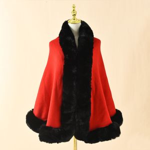 9 Colors Big Faux Fox Fur Collar Winter Street Wear Cloak Women Capes Thick Warm Cardigan Black White Outstreet Poncho Coat