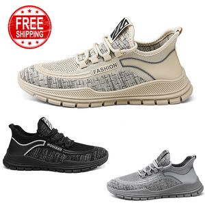 Gratis frakt män kvinnor löparskor låg mesh komfort svart grå khaki herrar tränare sport sneakers gai