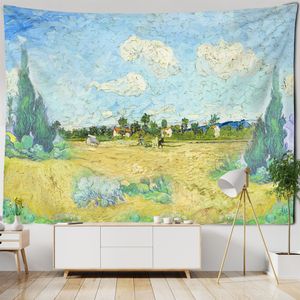 Modern konstoljemålning Tapestry vägg hängande bohemisk hippie tapiz konst psykedelisk mysterium enkel rumsdekor