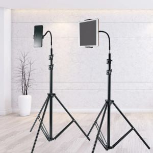 Tripés portátil 170cm 200cm Selfie Photo Tripod Stand com tubo flexível para iPad Air Mini Galaxy Tab Tab Photo Photo Lamp