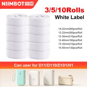 Drucker 3/5/10 Rollen Niimbot D110 D11 D101 Offical Etikett Druckeraufkleber Verschiedene Größe des weißen Farbpapiers 12*40 mm 15*30 mm Antioil