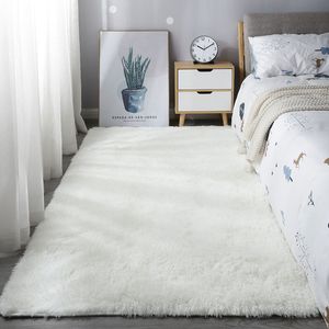 寝室の装飾用のふわふわのネクタイ染料カーペットモダンホームフロアマットリビングルームの大洗えるノルディカソフトホワイトシャギーラグ