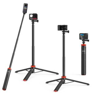 三脚uurig selfie stick for gopro 12 11 insta360アクションカメラトリポードセルフィースティックハンドグリップエクステンションロッドgoproアクセサリー