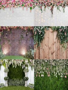 Party Decoration Floral Brick Wall Backdrop Theme Flowers Rose Warm White Wedding Pography Background Decor Supplies