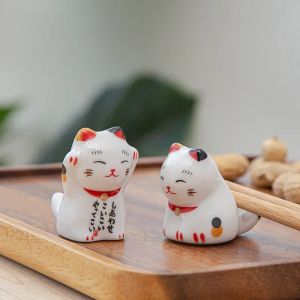1 PCs japanische glückliche Katzenkeramik -Essstäbchen Ruhe Lucky Cat Chadstäbchen Halter Racks Japanische Heimküche Hotel Dekorationen