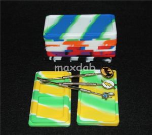 1 set Square Small Waxmate Containers boxes Silicone Rubber nonstick Storage Wax Jars Dab tool with badges Tools Dabber Oil Holde2472927