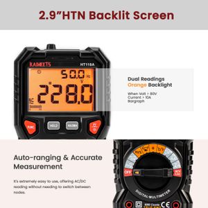 TRMS Digital Multimeter Auto Range mäter snabbt multimetro 1000V 10A AC DC OHM HZ NCV LIVE SPOTAGE TEMPERATION METER