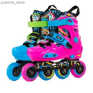 Inline Roller Skates Mesh atmungsaktiv 4 Räder Single Row Roller Skate Schuhe Einstellbare Größe Anfänger Kinder Inline Skating -Sneaker Training Y240410